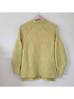Anthrolopogie Bia Tunic Sweater XS Lemon Mock Neck LS Textured Alpaca Blend Boho